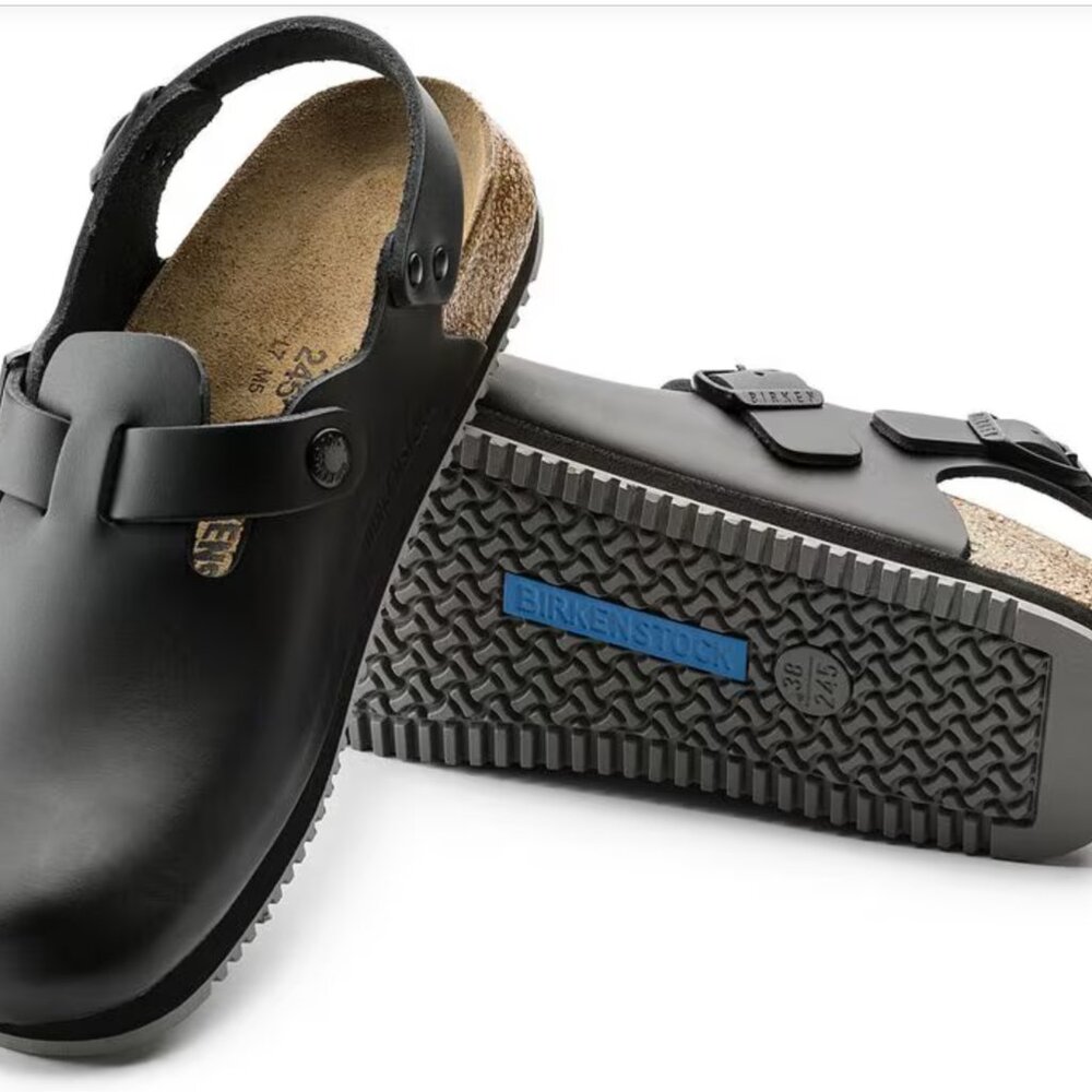 NEW Birkenstock Tokio Super Grip Leather Clog Black 40 medium 9 9.5